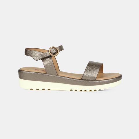 Bata gunmetal open toe sandals for women